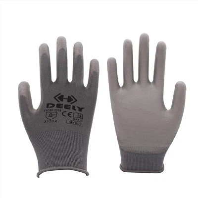 Guants de palma recoberts de PU de polièster gris